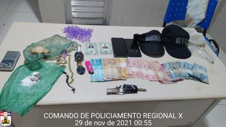 PM prende duas pessoas por suspeita de tráfico de drogas no distrito de Castelo dos Sonhos.