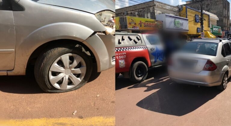 Colisão envolvendo dois veículos é registrado na tarde desta terça-feira (16), no centro comercial de Itaituba, no PA