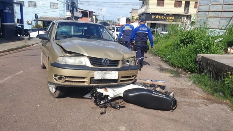 Vídeo: Motociclista avança preferencial e é atingido por veículo na Avenida Belém, em Itaituba no Pará