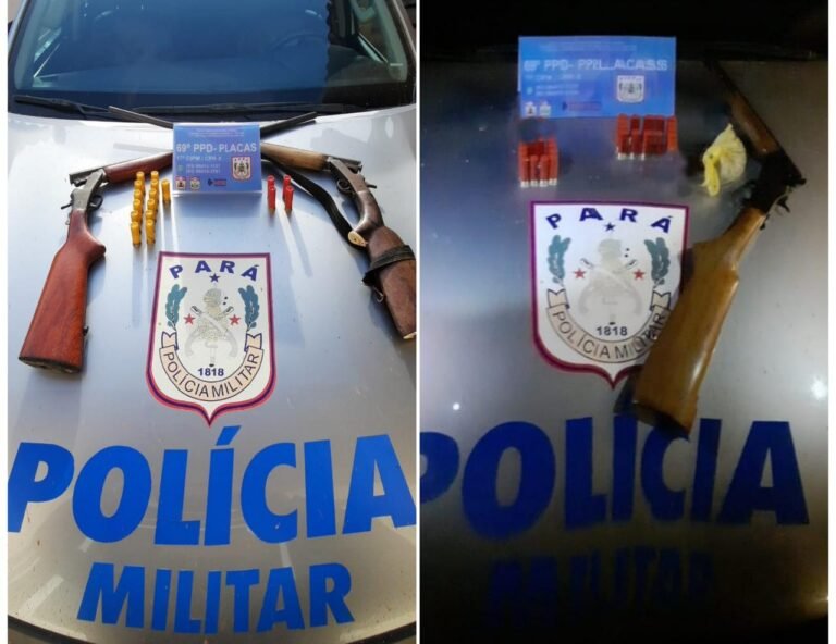 Após atender ocorrência de tentativa de homicídio, PM apreende 3 armas de fogo em Placas, no PA