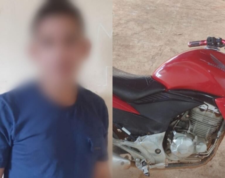 Jovem de 20 anos é encaminhado à delegacia após ser localizado em posse de moto com registro de roubo, em Trairão