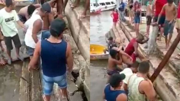 Homem fica preso embaixo de escada e é resgatado por populares no Pará