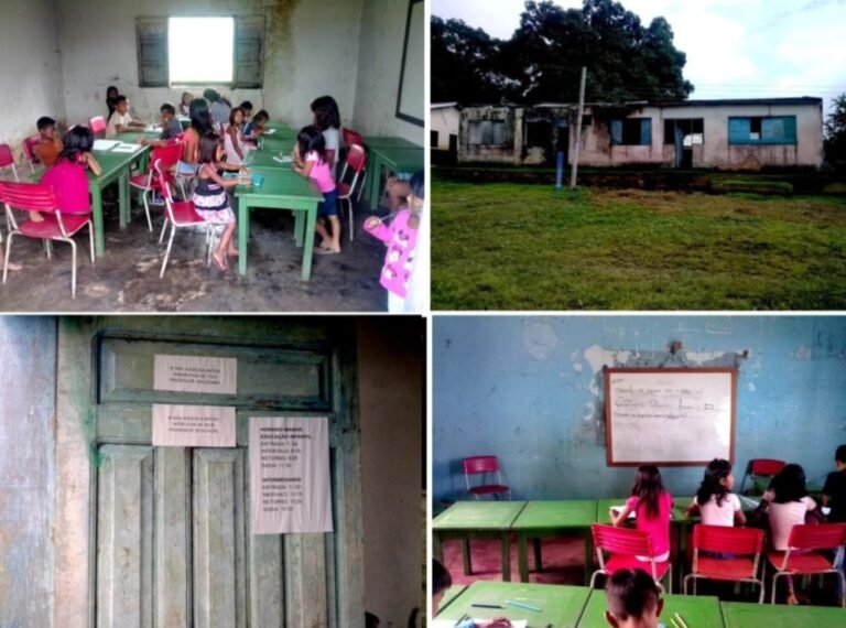 Indígenas da Aldeia Sai Cinza reclamam das péssimas condições da escola infantil da comunidade