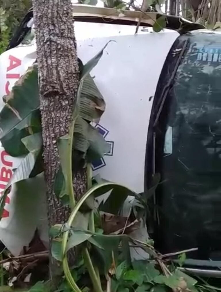 Ambulância de Moraes Almeida capota na BR 163