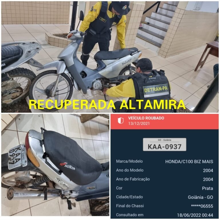DETRAN recupera veículo com registro de furto em Altamira PA