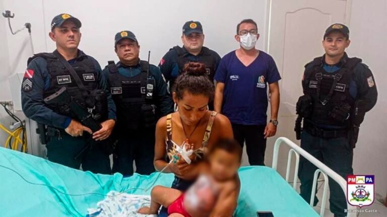 Policiais militares salvam bebê que caiu em fogareiro