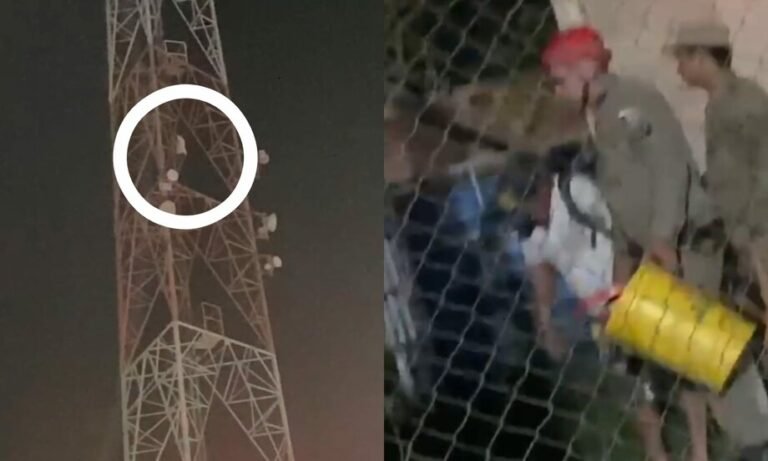 Vídeo; Homem sobe em torre e é resgatado por bombeiros em Itaituba, no PA