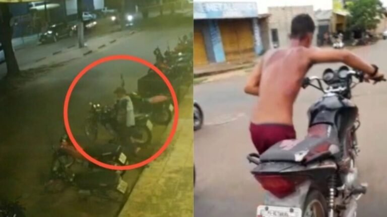 Vídeo: Homem furta moto, e se dá mal