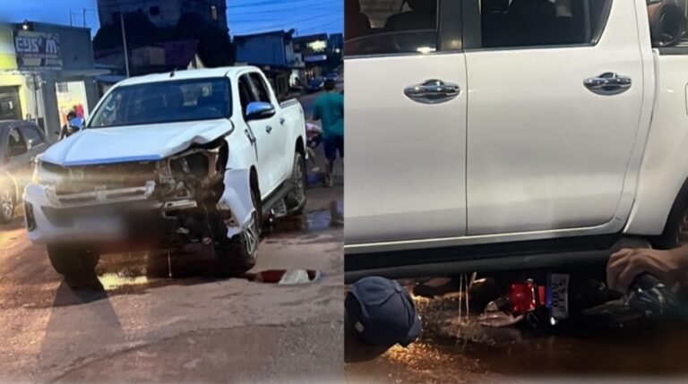 Vídeo: Motociclista fica gravemente ferido após ser arrastado por caminhonete em Itaituba, no PA