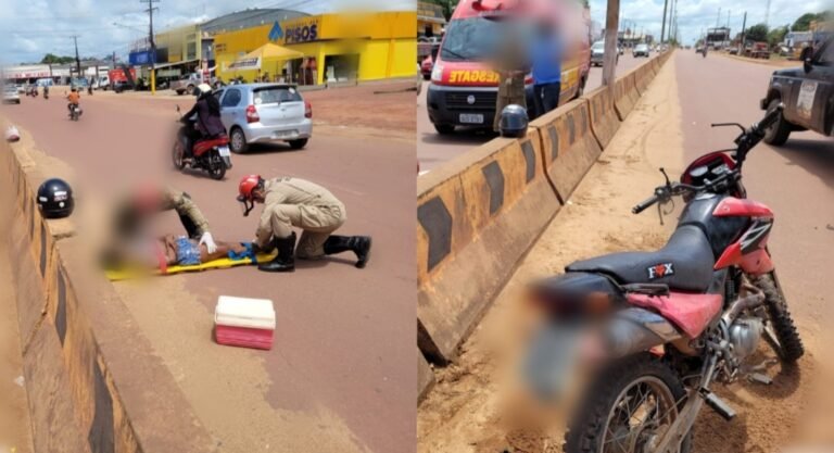 Motociclista colide em mureta na BR-230 e fica ferida em Itaituba, no PA