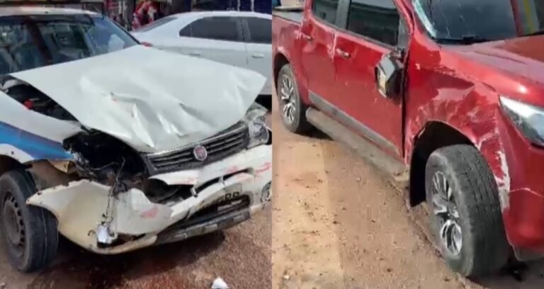 Vídeo: Caminhonete tomba após colidir com outro veículo em Itaituba, no PA