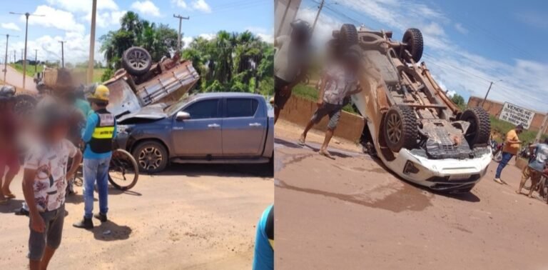 Caminhonete capota após colisão na BR-230, em Itaituba