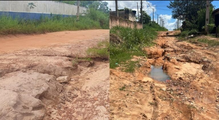 Morador reclama de crateras em rua não pavimentada do bairro Floresta, em Itaituba