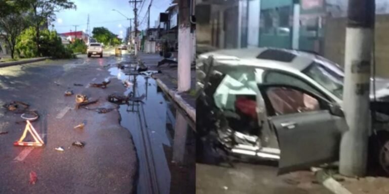 Vídeo: Motorista perde controle da direção e derruba três árvores na Av. Mendonça Furtado, em Santarém