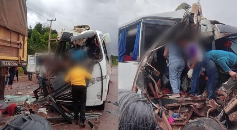 Micro-ônibus colide em traseira de carreta na BR-230