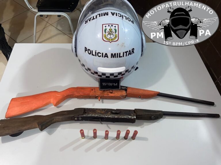 Dupla é presa com duas espingardas após polícia ouvir disparos de arma de fogo, em Itaituba