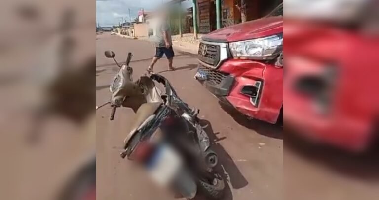Colisão entre caminhonete e motocicleta deixa duas pessoas feridas em Itaituba, no PA