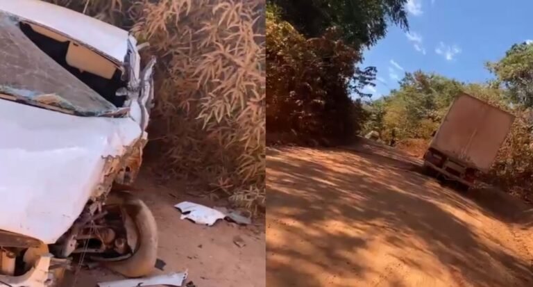 Vídeo: Veículo fica destruído após acidente com caminhão baú na BR-230