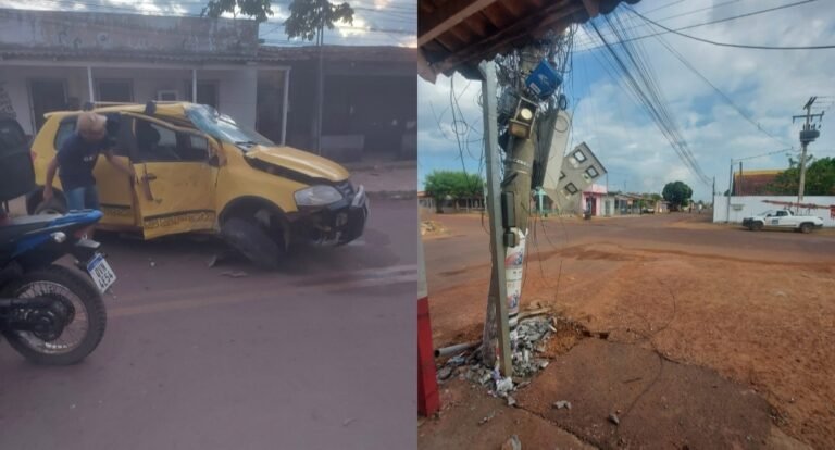 Motorista se choca em poste de energia elétrica em Itaituba, no PA