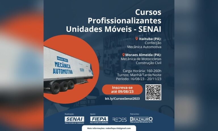 Em parceria com a Brazauro, SENAI oferta cursos profissionalizantes à moradores de Itaituba e Moraes Almeida