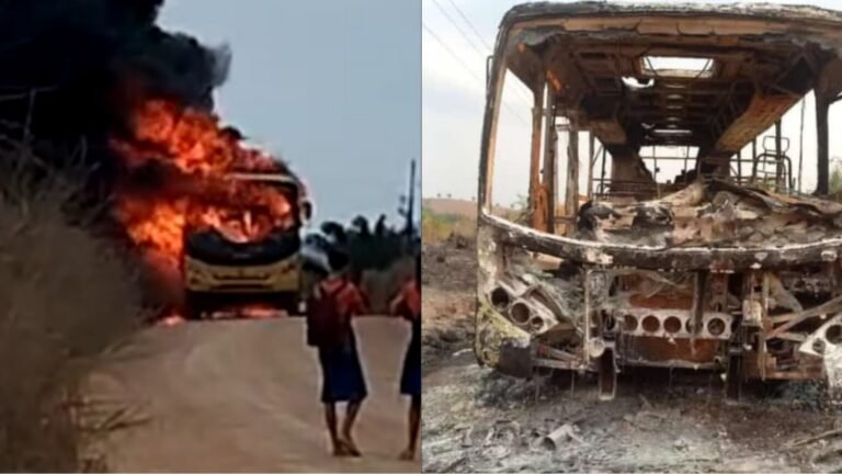 Ônibus escolar pegou fogo em Anapu, no PA