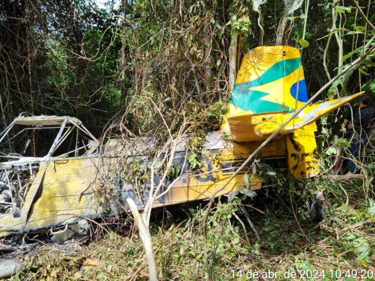 Avião agrícola cai, pega fogo e ocupantes sobrevivem, no Pará