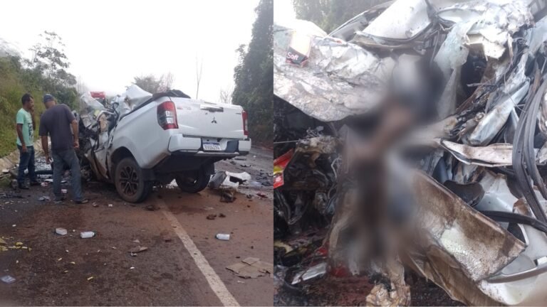 Acidente fatal entre carreta e caminhonete na BR-163