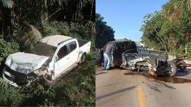 Colisão entre caminhonetes na BR-163 em Novo Progresso, Pará