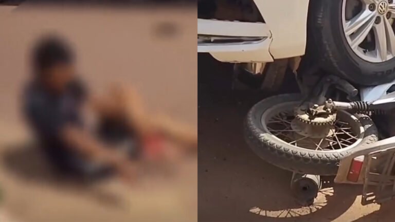 VÍDEO; Colisão entre carro e motocicleta deixa jovem gravemente ferido na BR-230, em Itaituba