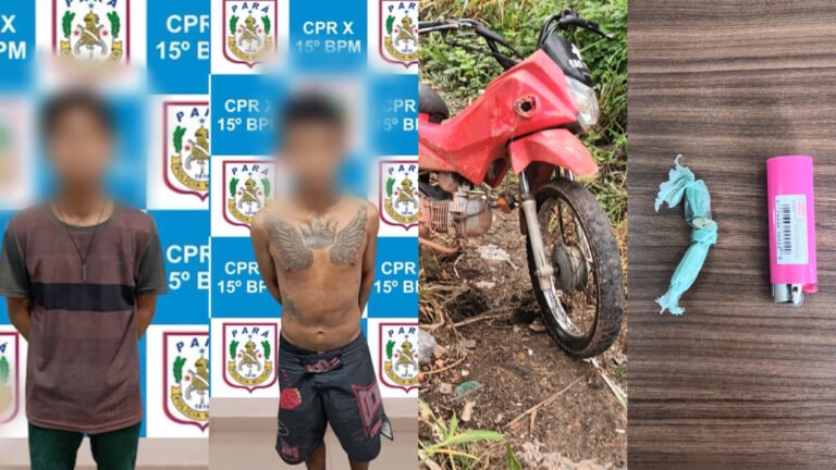 Motocicleta furtada é recuperada em terreno baldio e dois suspeitos são presos em Itaituba