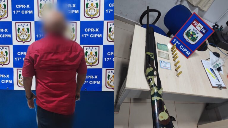 Homem é flagrado portando espingarda durante patrulhamento da PM na BR-230, em Rurópolis