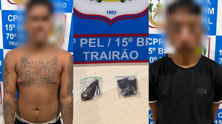 PM apreende drogas durante abordagem no bairro Palhau, em Trairão