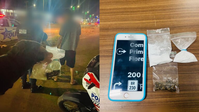 VÍDEO; Moto Patrulhamento Águia apreende drogas e conduz dois jovens à delegacia em Itaituba