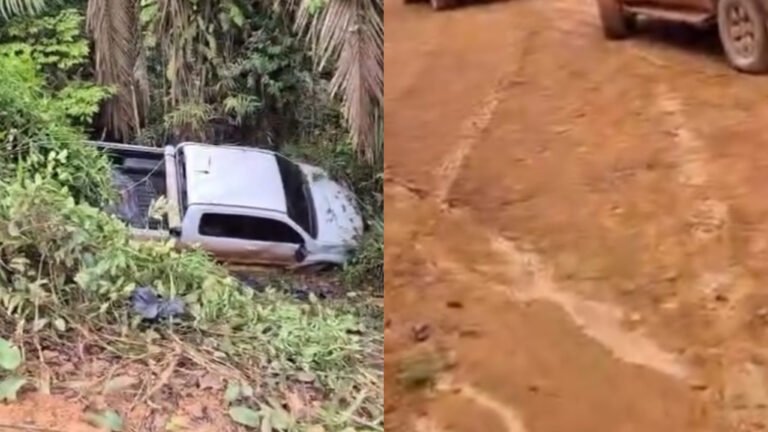 VÍDEO; Caminhonete cai em barranco na BR-230, entre Itaituba e Jacareacanga