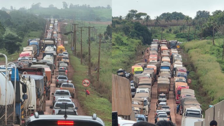 VÍDEO; Congestionamento de carretas causa transtornos na BR-230 entre os Distritos de  Campo Verde e Miritituba