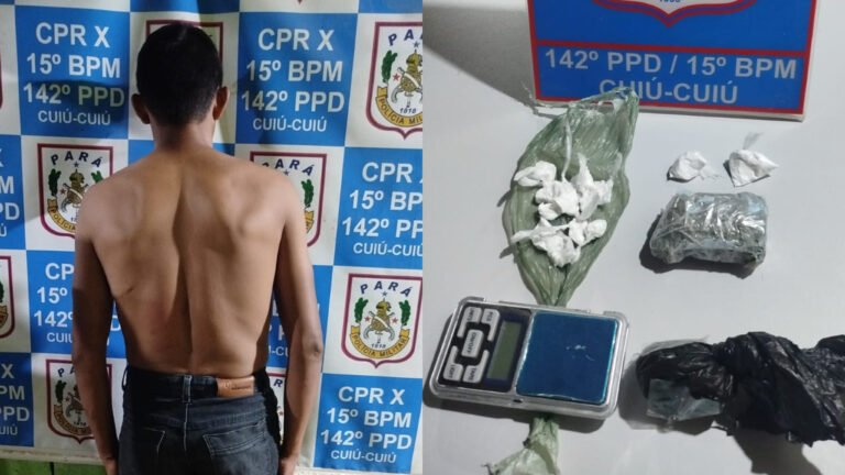 PM prende suspeito por tráfico de drogas na comunidade de Cuiú-Cuiú, em Itaituba