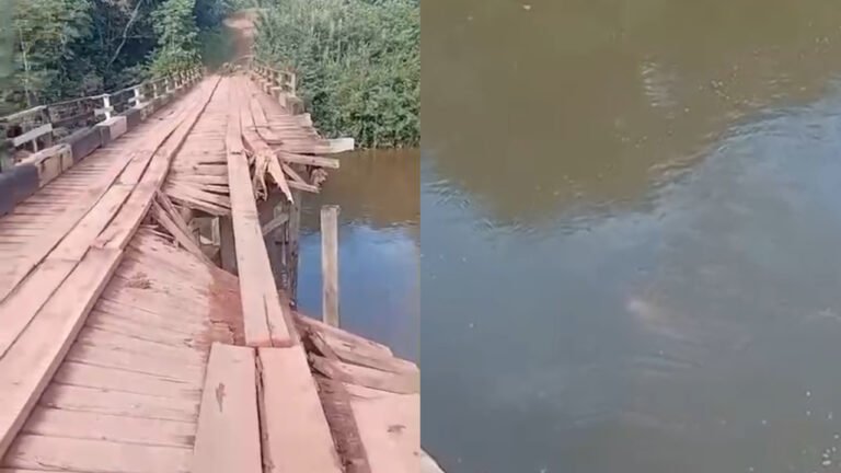 VÍDEO; Ponte do Itapacurá cede e caçamba cai no Igarapé em Itaituba