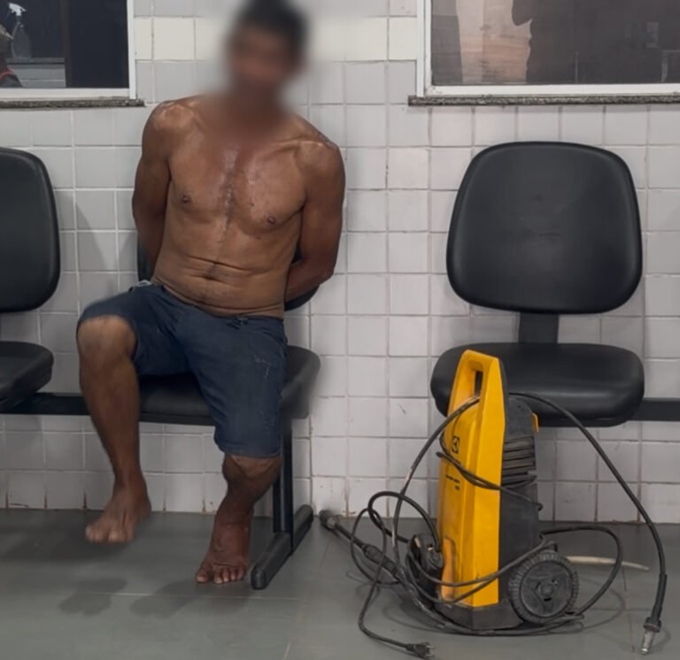 VÍDEO; Homem é preso suspeito de furto de lava jato e aspirador em Itaituba