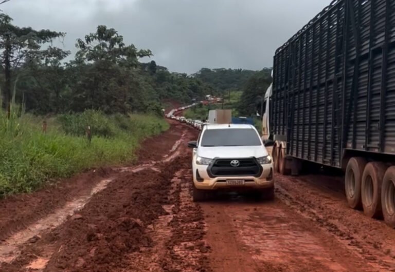 VÍDEO; Lama provoca congestionamento na BR-230 entre Medicilândia e Uruará