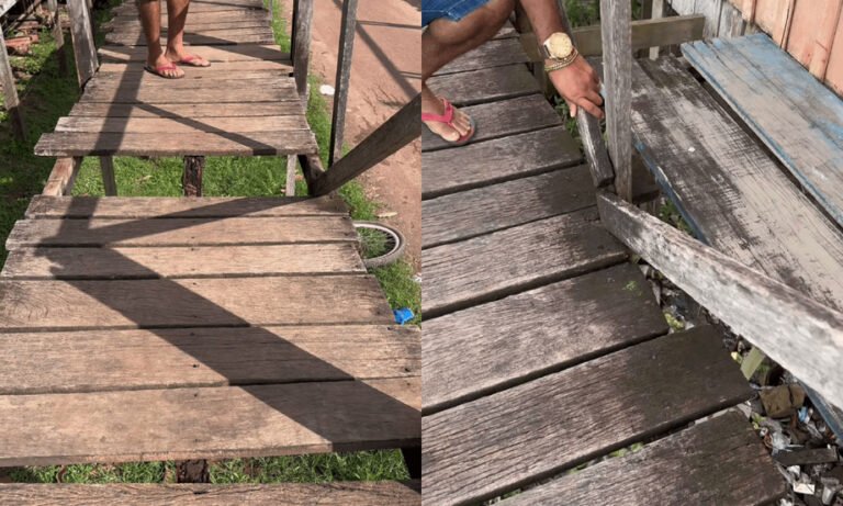 VÍDEO; Moradores denunciam risco em passarelas de madeira no bairro São José, em Itaituba