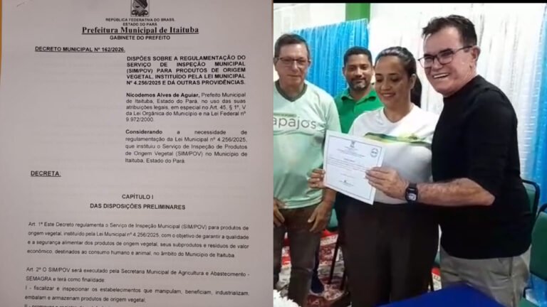 VÍDEO; Prefeito Nicodemos assina decreto que regulamenta inspeção de produtos vegetais em Itaituba