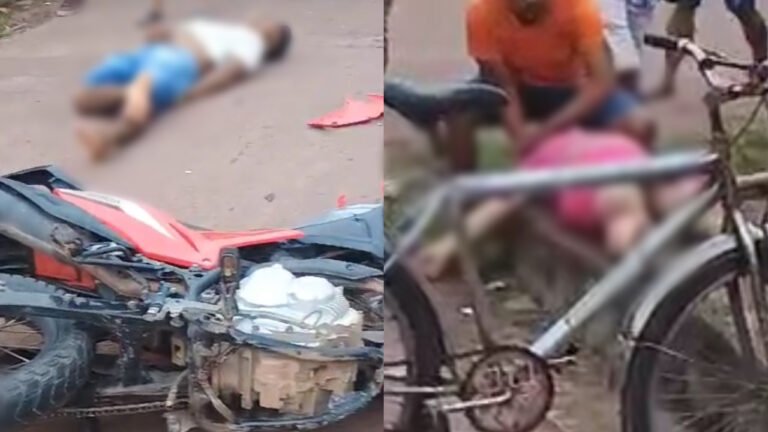 VÍDEO; Colisão entre moto e micro-ônibus deixa casal ferido em Itaituba