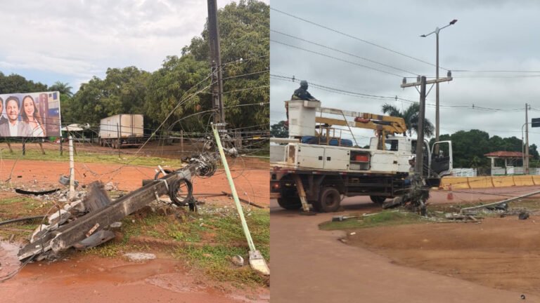 VÍDEO; Veículo derruba poste e deixa bairros sem energia em Itaituba