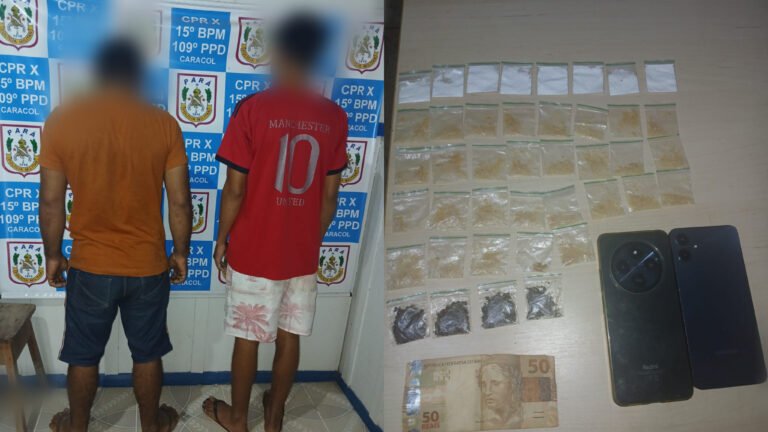 Dois adolescentes são apreendidos por tráfico de drogas no distrito de Caracol, em Trairão