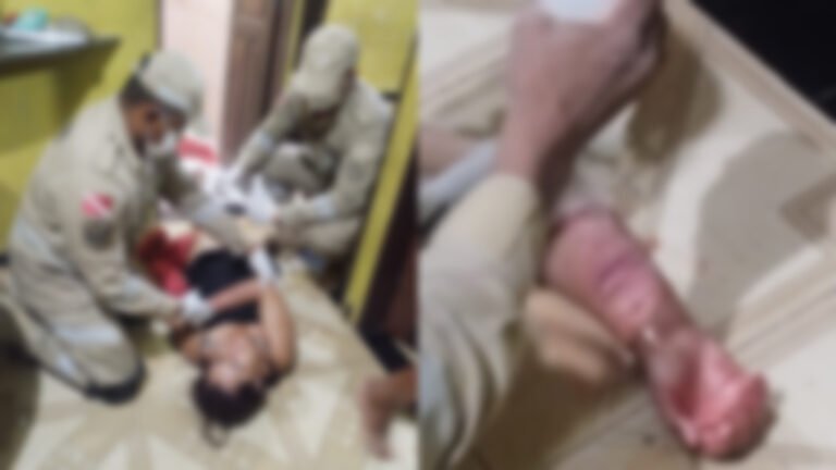 Mulher é socorrida pela PM após crise em residência durante Operação Tolerância Zero, em Itaituba