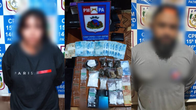 PM apreende 422 gramas de drogas e prende dupla em flagrante na comunidade de Patrocínio, em Itaituba