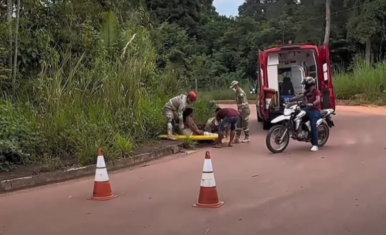 VÍDEO; Mulher fica ferida após acidente de motocicleta no Ramal Jacarezinho, em Itaituba