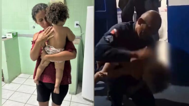 VÍDEO; Bebê de 1 ano e 3 meses é salva por policiais militares após engasgar com leite em Oriximiná
