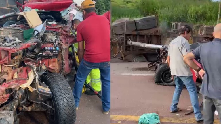 VÍDEO; Grave acidente entre carreta e caminhonete deixa uma mulher morta na BR-163, próximo a Trairão