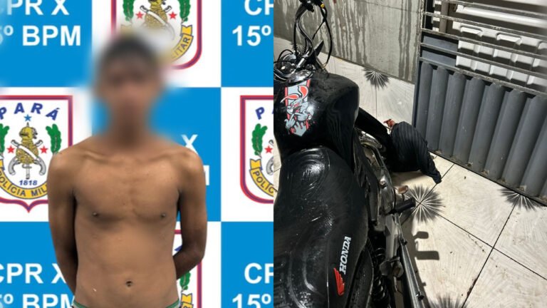 Suspeito é detido com motocicleta danificada e uma galinha durante ação policial em Itaituba